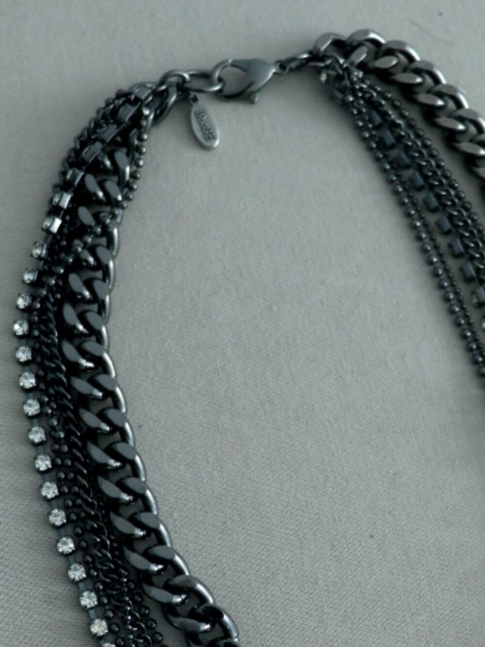 Espirt Gun metal Chain Rhinestone Statement Necklace - Picture 4 of 4